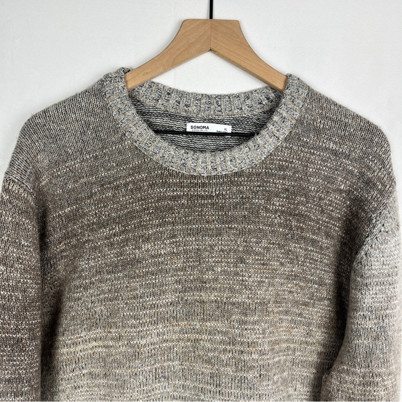 Men's Brown Gradient Lt Brown Ombre Crewneck Sweater Sonoma Size XL Winter Fall - Picture 7 of 11